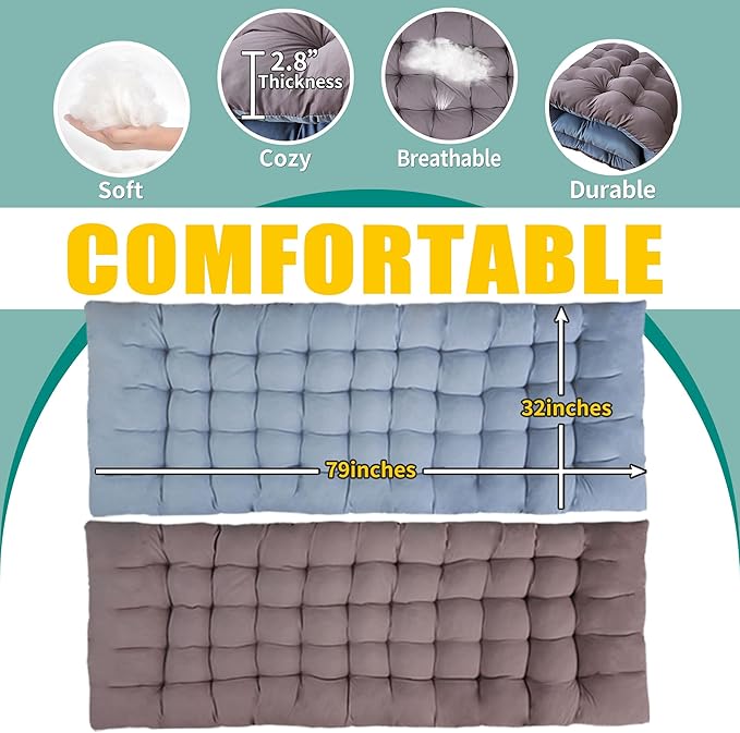 XXL Camping Cot with Mattress Oversize 32" Width Folding Cot Heavy Duty Comfortable Cots for Sleeping Guest Bed with Carry Bag Portable Easy to Set-up for Home Travel Outdoor 79" x 32" x 18"