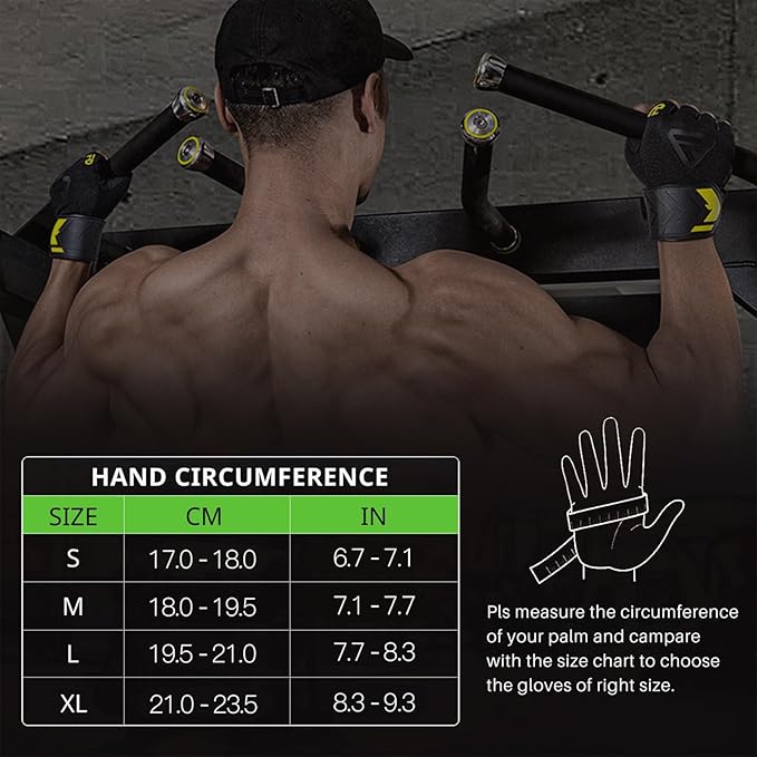 Weight Lifting Gloves for Men and Women, with Cushion Pads and Silicone Grip, Workout Gloves with Wrist Support for Bench Press, Weightlifting, Training, Pull-ups, Rowing