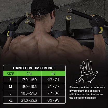 Weight Lifting Gloves for Men and Women, with Cushion Pads and Silicone Grip, Workout Gloves with Wrist Support for Bench Press, Weightlifting, Training, Pull-ups, Rowing