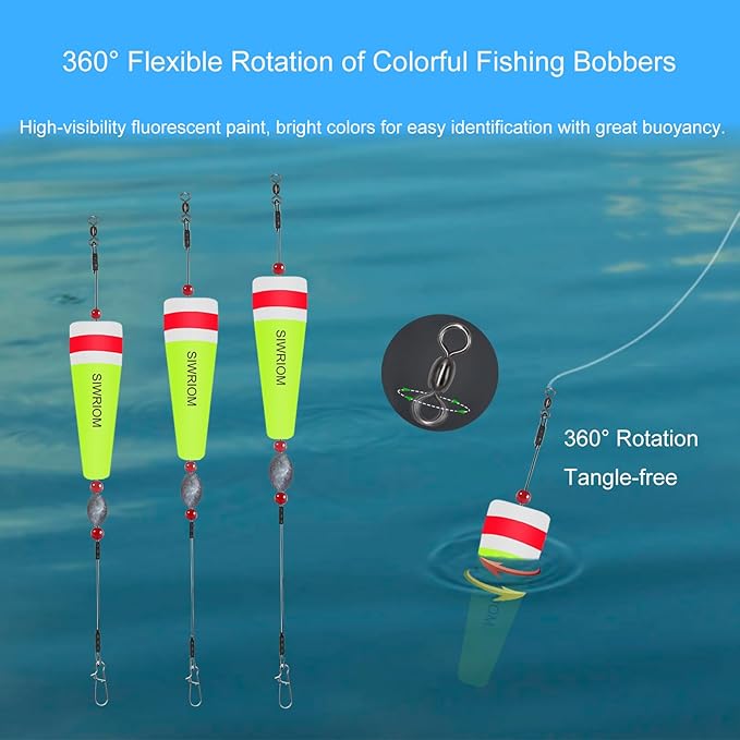 Popping Corks Floats for Saltwater Fishing Bobber, 4PCS Weighted Bobbers Inshore Fishing Popping Cork Float Rig Rattle Popper for Redfish Speckled Trout Sheepshead Flounder Fishing Tackle
