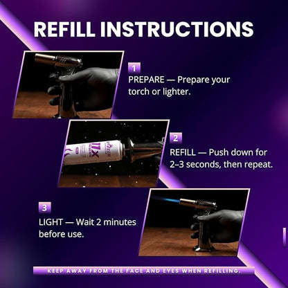 11X Ultra Pure Butane Fuel Refill – 99.99% Clean Butane Refill for All Refillable Jet Flame Lighters – Universal Butane Gas, 300ml (10.14 Oz) Cans, Pack of 12