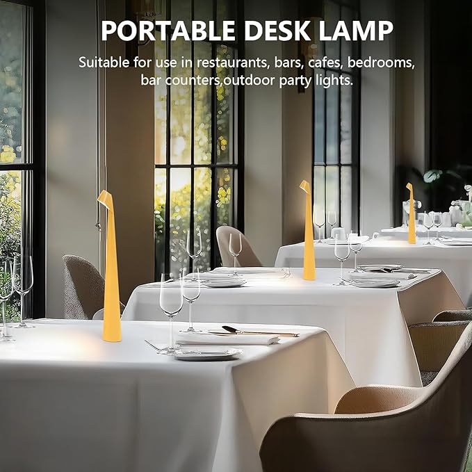 Table Lamps Cordless Rechargeable Battery Light, LED Desk Lamps Outdoor Portable Touch Lamps, Operated Wireless Portable Lamp. (Yellow)