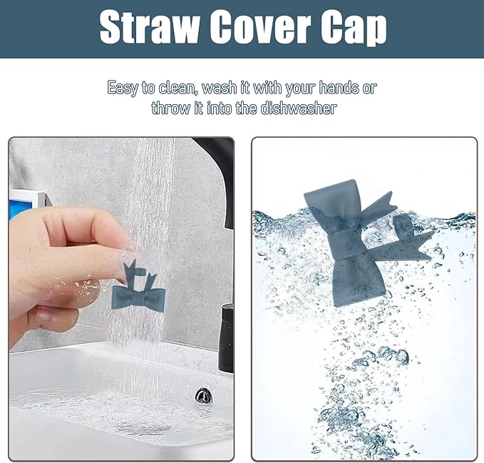 4Pcs Silicone Straw Toppers Covers for Stanley Cups 40/30oz 10mm(0.4in) Dust-Proof Bow Straw Covers Toppers Suitbale for Stanley Cup Accessories Reusable Straws Caps (Dark Green)