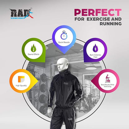 RAD Sauna Suit for men & women weight loss - Workout Sweat Suits with Hood - Fat Burning Suit - Boost Fat Burn
