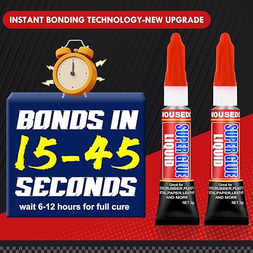 24 X 3g Super Glue Liquid, Clear Strong Adhesive,Fast Drying Cyanoacrylate Glue for Wood, Rubber, Leather, Hard Plastic, Metal, DIY Crafts and More