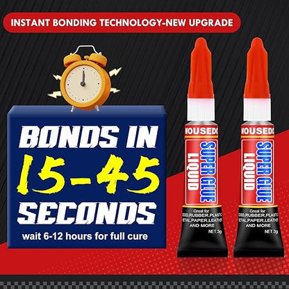 36 X 3g Super Glue Liquid, Clear Strong Adhesive,Fast Drying Cyanoacrylate Glue for Wood, Rubber, Leather, Hard Plastic, Metal, DIY Crafts and More