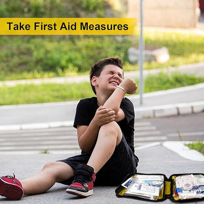 300Piece Small First Aid Kit Refill Supplies for Travel Mini Caming Emergency First Aid Kits Hiking Survival Essential Set for Outdoor Adventure, Yellow 1st Aid