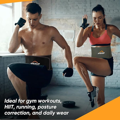 APEXUP Sweat Waist Trainer for Women and Men, Neoprene Waist Trimmer Belt Slimming Sweat Band with Removable Lumbar Support