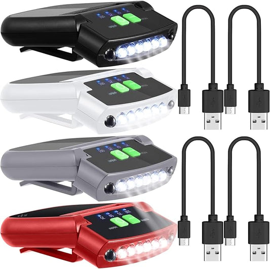 Mudder LED Clip on Cap Lights USB Rechargeable Cap Flashlight Clip Waterproof Ultra Bright Hat Flashlight Headlamp for Fishing Camping Hand Work