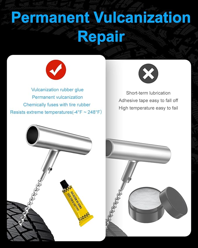 Tire Repair Kit with Plugs, Tire Plug Kit Heavy Duty Professional for Car, ATV, Motorcycle, Truck, Flat Tire Emergency Repair (Boxed Type - 16 PCs)