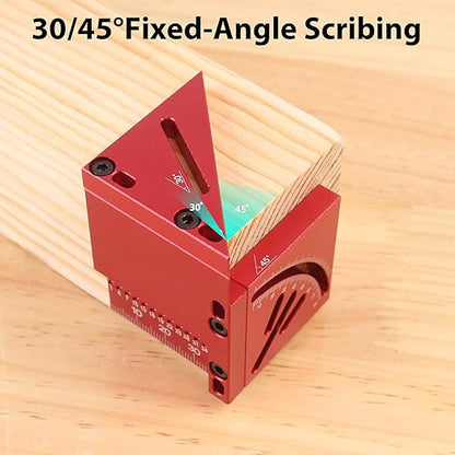 45/90 Degree Aluminum Alloy Woodworking Square Protractor, Multi Angle Measuring Ruler, High Precision Layout Measuring Tool for Engineer Carpenter (Red)