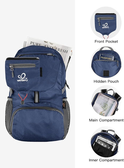 WATERFLY Small Lightweight Packable Backpack: 20l Ultra Light Foldable Travel Hiking Camping Daypack Day Pack for Man Woman