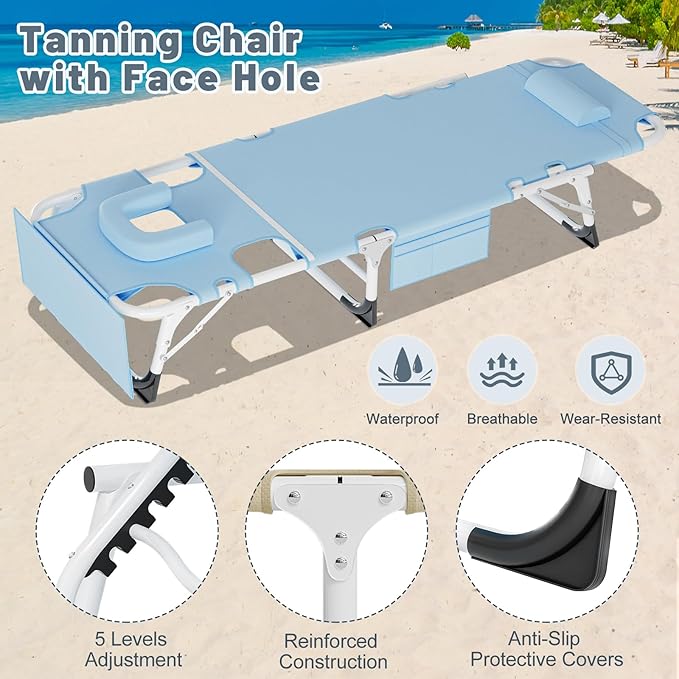 Slsy Folding Camping Cot for Adults with Pad, Padded Portable Sleeping Cots, Camp Bed with Carry Bag for Outdoor Travel, Beach, Hiking