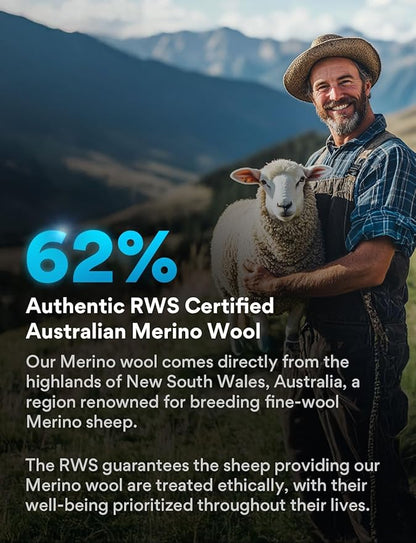 Merino Wool seamlsee Hiking Socks Moisture Wicking Anti-Blister Breathable Cushioned Compression Mens