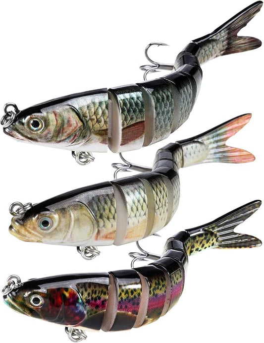 Fishing Lures for Bass Trout Topwater Multi Jointed Swimbaits Slow Sinking Bionic Swimming Lures Bass Freshwater Saltwater Bass Lifelike Fishing Lures Kit
