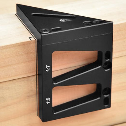 Tyenaza 3D Woodworking Square Aluminum Alloy Multi Angle Measuring Ruler 45 90 Degree Carpenter Square Protractor Black