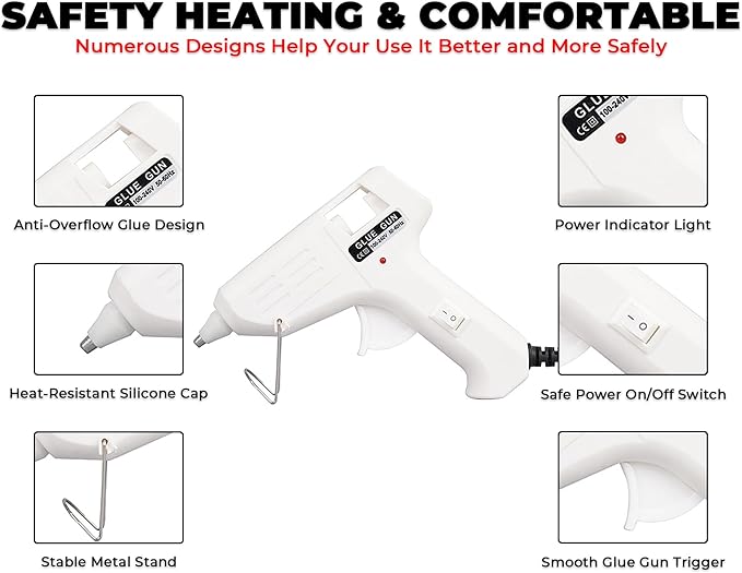 Hot Glue Gun, 20W Fast‑Preheating High‑Temp Mini Hot Melt Glue Gun Kit with 30 Glue Sticks (100mm x 7mm) for School Projects, DIY, Arts & Crafts, Quick Home Repairs