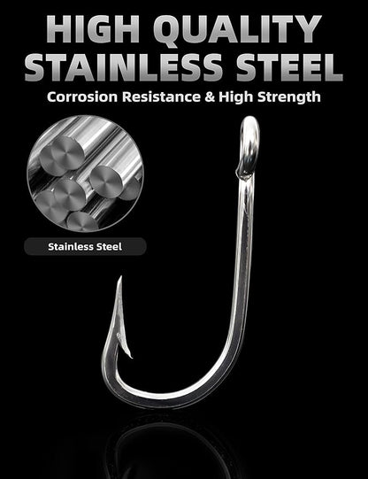 BLUEWING Needle Point 5pcs/10pcs Trolling Hooks Fishing Stainless Steel Extra Sharp for Freshwater Saltwater