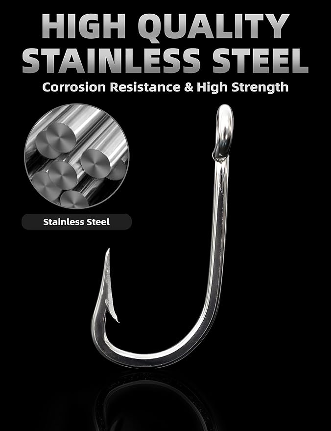 BLUEWING Needle Point 5pcs/10pcs Trolling Hooks Fishing Stainless Steel Extra Sharp for Freshwater Saltwater