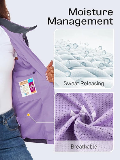 Womens Waterproof Rain jacket Lightweight Active Outdoor Raincoat with Removable Hood