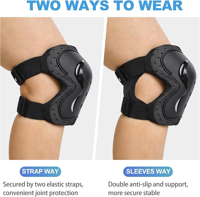 Kids/Youth/Adult Knee Pads Elbow Pads with Wrist Guards Protective Gear Set 6 Pack for Roller Skating Skateboard Cycling Skating Bike Scooter Riding Sports