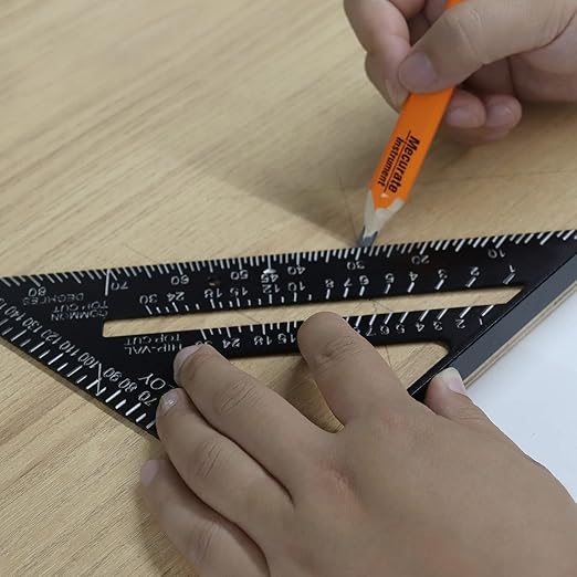 Mecurate Rafter Square, Triangle Carpenter Square Die-cast Aluminum Alloy for Woodworking and Carpentry (7 inch die-Casting)