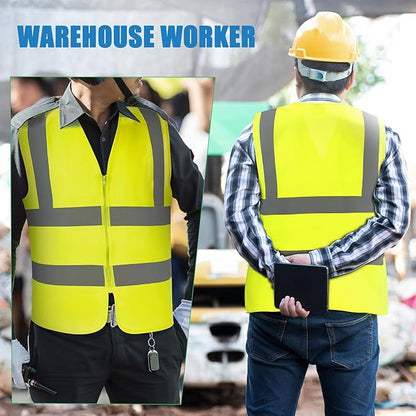 20 Pcs Reflective Safety Vest Yellow Reflective High Visibility Vest for Construction Work Men Women