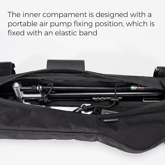 Bike Frame Bag Bike Triangle Bag Bicycle Under Tube Bike Bag,Cable Port & Pump Holder, Fits Hydration Pack for MTB & Road Bike Accessories