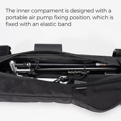 Bike Frame Bag Bike Triangle Bag Bicycle Under Tube Bike Bag,Cable Port & Pump Holder, Fits Hydration Pack for MTB & Road Bike Accessories
