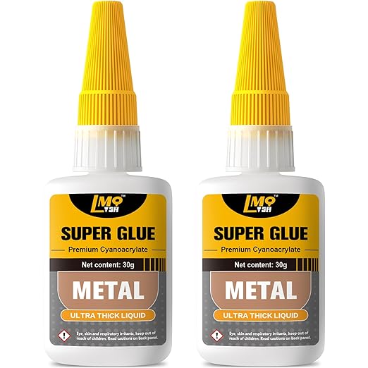 Metal Super Glue Liquid, 60g Clear Instant Thick CA Glue for Stainless Steel Aluminum DIY Crafts and Repairs, Fast Drying High Strength All Purpose Permanent Professional Cyanoacrylate Adhesives