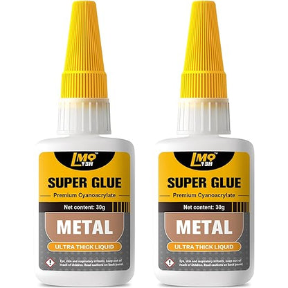 Metal Super Glue Liquid, 60g Clear Instant Thick CA Glue for Stainless Steel Aluminum DIY Crafts and Repairs, Fast Drying High Strength All Purpose Permanent Professional Cyanoacrylate Adhesives