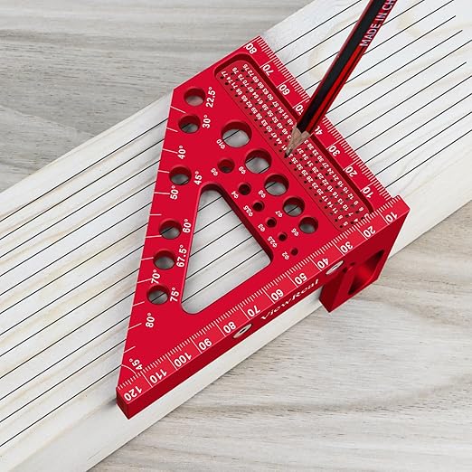 Metric Versatile Carpenter Square Scribing Ruler, 3D Multi-Angle Measuring Tool with Angle Pin Aluminum Alloy 22.5-90 Degree, CM Scale for Woodworking, Engineering, Construction