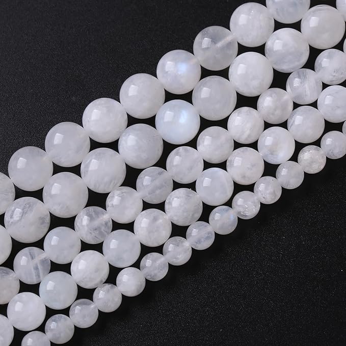 160PCS 4MM Natural Stone White Moonstone Gemstone Semi Precious Beads for Jewelry Making DIY Bracelet