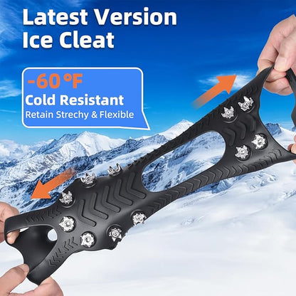 HONYAO Ice Cleats Crampons for Shoes and Boots, Stainless Steel Ice Grippers Spikes Grips Traction for Winter Ice Snow, Hiking Climbing Ice Fishing