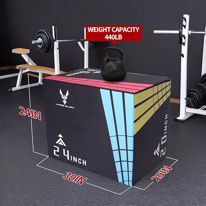 DIKEP 3-in-1 Foam Plyometric Jump Box, Heavy Duty Exercise Plyo Box with Non-Slip Surface, Box Jumps for Jumping, Step-Ups, Home Gym Training, Agility and Strength Conditioning