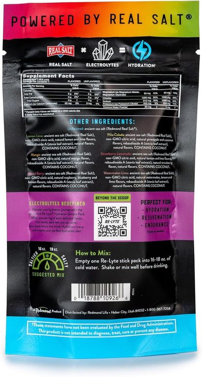 REDMOND Re-Lyte Hydration Electrolyte Powder Drink Mix Variety (7 Stick Packs)