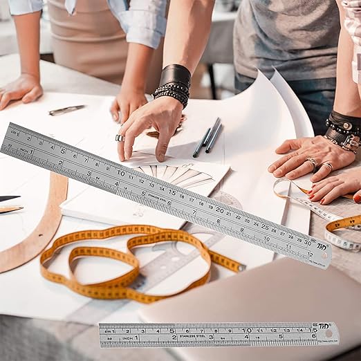 YouOKLight Metal Ruler Set, 6 inch Ruler and 12 inch Ruler. Ruler Inches and Centimeters, Metric Ruler 12 Inches, Metal Ruler 12 inch, Drawing Ruler, Precision Measuring Metal Ruler Silver