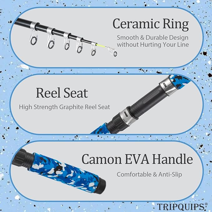 Fishing Rod, 2Pcs 6.9ft Telescopic Fishing Pole Set, Portable Spinning Rod and Reel Combo with Carrier Bag Freshwater Fishing Rod and Reel Combos Kits Fishing Gear