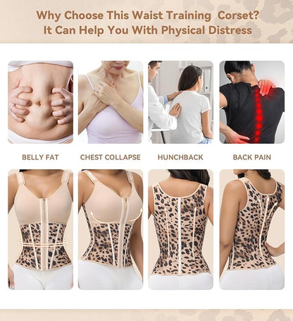 SHAPSHE Waist Trainer Corset for Women Tummy Control Sport Workout Body Shaper Vest for Women Postpartum Gym Zipper and Hooks