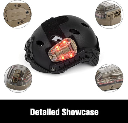 Tactical Helmet IR Strobe Light, Identification Light with Optional 4 Modes, Survival Signal for Outdoor Sports (Brown Base-Red)