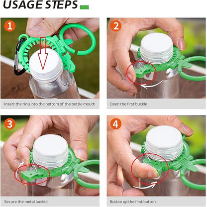 Durable Water Bottle Holder with Carabiner Hook,Towel Loop,Hat Clip,Patented Fluorescent Design for 1.0-1.4(in) Diameter Bottles,Heavy Duty Outdoor Water Bottle Clip for Camping,Travel and Daily Use