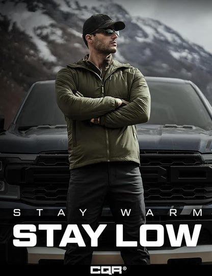 CQR Men's Lightweight Insulated Jacket, Windproof Packable Water Resistant Warm Active Coat for Hiking Work Outdoor Tactical