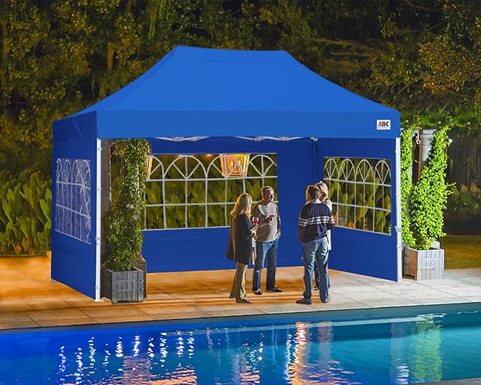 ABCCANOPY Outdoor Winter Gazebo 10x15, Premium Instant Pop Up Canopy Tent with Elegant Church Window,Snow and Rain Protection, Bonus Wheeled Bag,Royal Blue