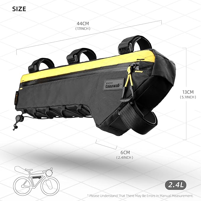 Bicycle Frame Bag Bike Triangle Bag Waterproof Bike Bag 2.4L with Dual Side Mesh Pockets for MTB Road Bike Cycling Commuting and Outdoor Adventures