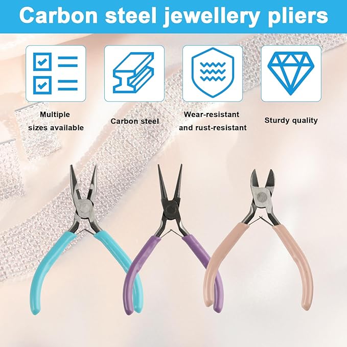 3pcs Jewelry Pliers Set, Jewelry Pliers for Jewelry Making Tools, Needle Nose, Round Nose and Wire Cutters for Jewelry Making Pliers Repair Wire Crafting