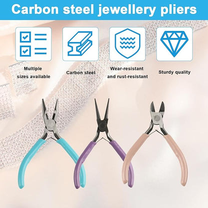 3pcs Jewelry Pliers Set, Jewelry Pliers for Jewelry Making Tools, Needle Nose, Round Nose and Wire Cutters for Jewelry Making Pliers Repair Wire Crafting