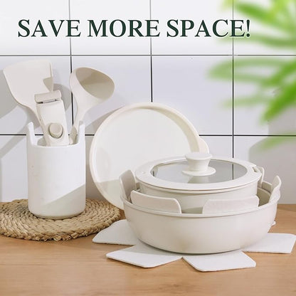 11 PCS Kitchen Cookware Sets with Detachable Handle, Pots and Pans Set Non Stick, Induction Pan Set for RV Cookware,Oven Safe, PFOA Free