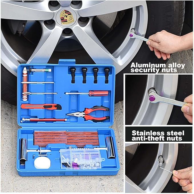 Tire Repair Kit,117pcs Heavy Duty Tire Plug Kit,with Universal Tire Patch Kit to Plug Flats for Car/Motorcycle/Truck/Tractor/Trailer/RV/ATV