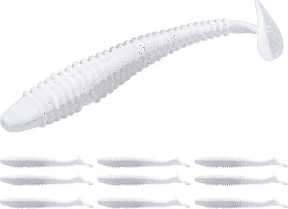 RUNCL Swimbaits Paddle 10/20/30/40PCS, 5/4/3/2 Inchs Paddle Tail, Soft Lure for Trout Crappie Bass, Durable Plastic Bait Swimmer for Saltwater/Freshwater, Fishing Lover's Gift