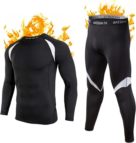 Muezna Men's Thermal Top and Bottom Set Underwear Long Johns Base Layer with Soft Fleece Lined